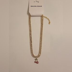 NWT Baublebar Cubic Zirconia / Pave Necklace with Cherry Pendant